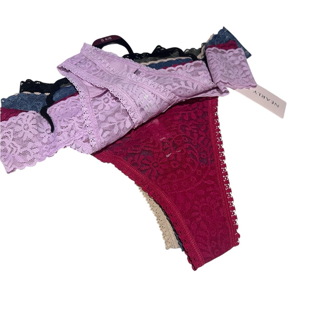 NWT 6 pairs $60 Nearly Nude New Lace Women's thong Intimates in six colors